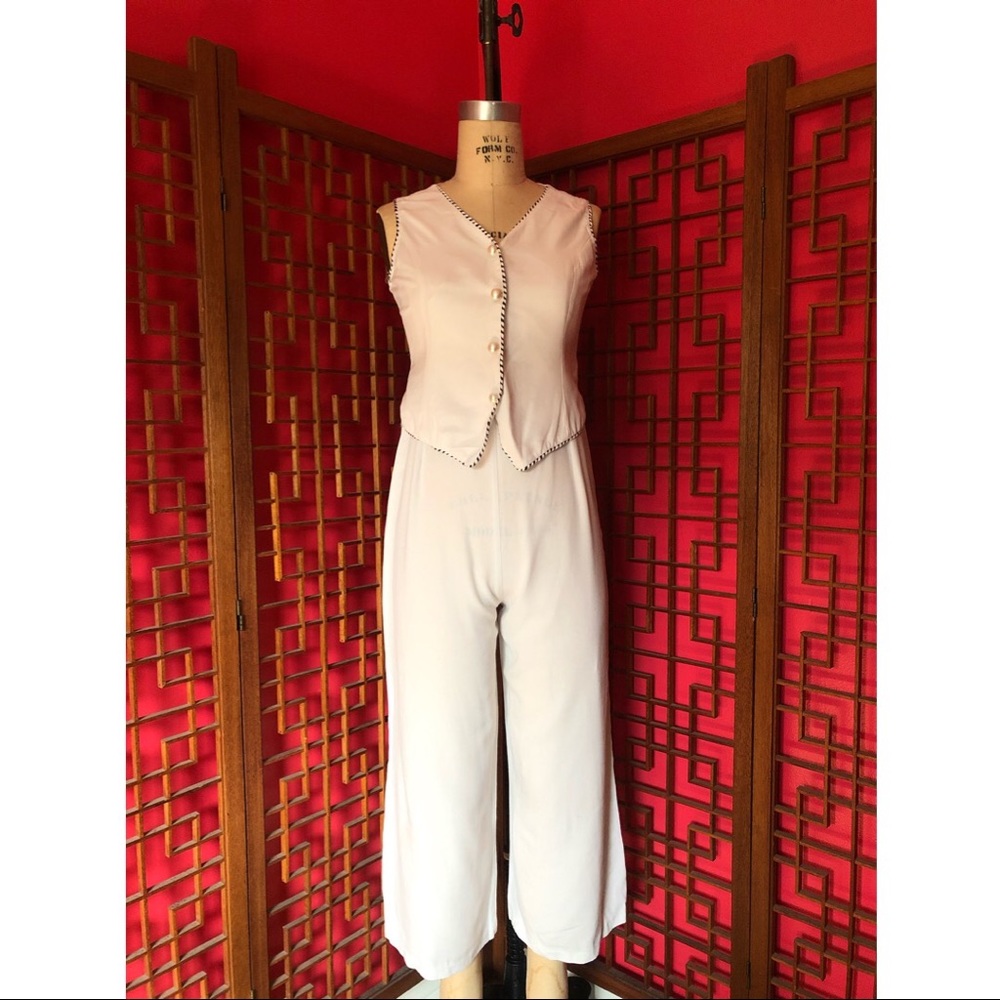 Vintage White Wide Leg Jumpsuit